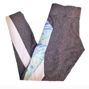 Victoria’s Secret PINK Yoga Palm Print Mesh Grey Pocket Leggings sz M